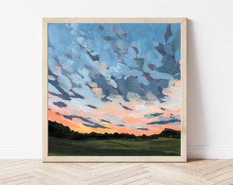 Missouri Rural Sunset Fine Art Print, Midwest Landscape Painting, Midwest Wall Art, Missouri Gift, Sunset Painting, Rural Landscape Art