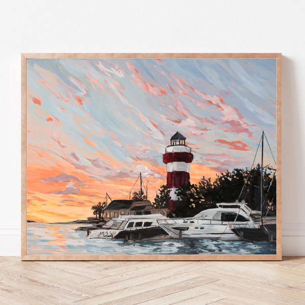 HILTON HEAD PRINT - Hilton Head Island Painting, Harbour Town Lighthouse, Golf Links Poster, Hilton Head South Carolina Wall Art