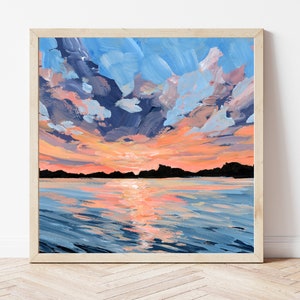 Impression d'art coucher de soleil sur le lac Michigan, impression d'art Traverse City, peinture de paysage du nord du Michigan, art mural maison du lac, cadeau Michigan