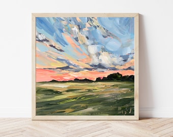 Midwest Rural Sunset Fine Art Print, Rural Landscape Painting, Sunset Painting, Midwest Art Print, Indiana Sunset Artwork, Midwest Gift