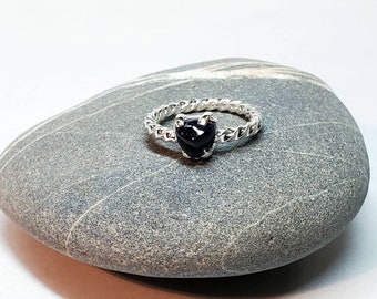 Sterling and Iolite Trillion Ring