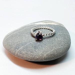 Sterling and Amethyst Trillion Ring