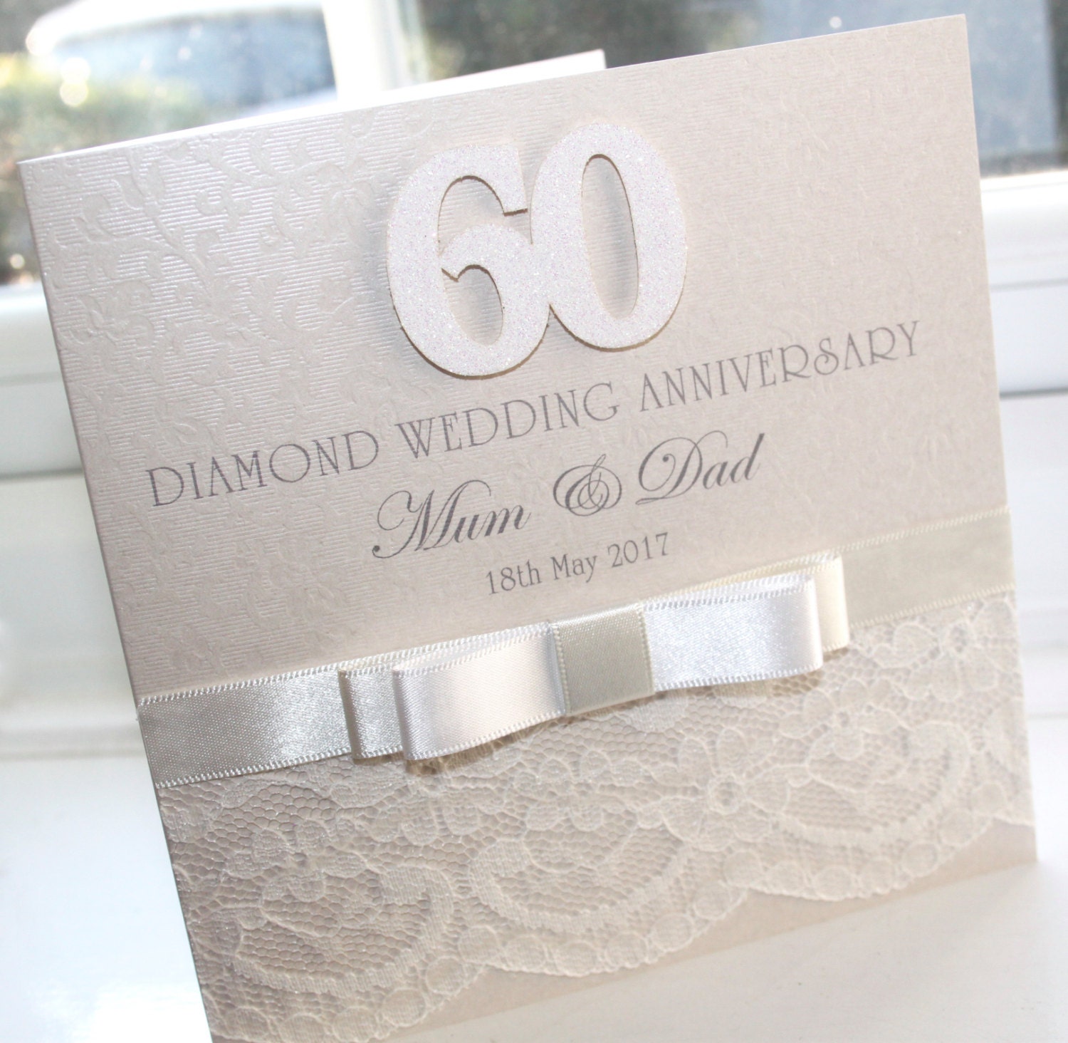 Personalised Handmade Diamond 60th Wedding Anniversary Lace Etsy