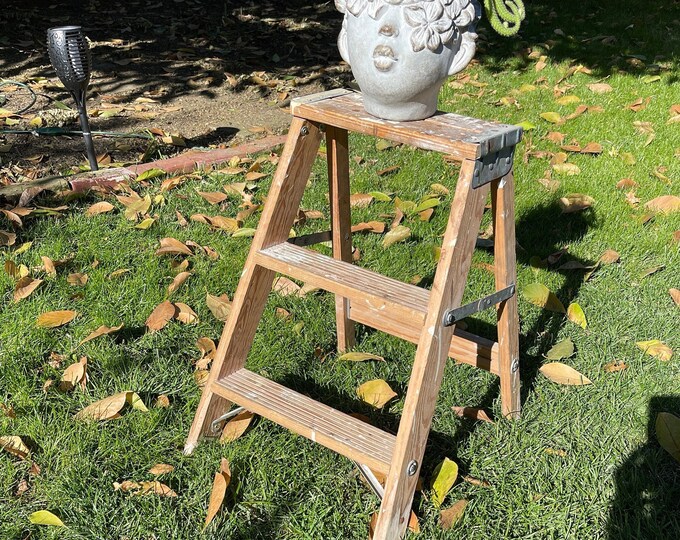 Wood Step Ladder Plant Stand Home Decor Photo Prop Etsy