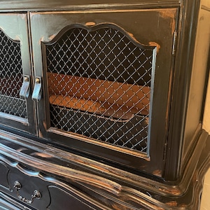Vintage Painted Black Cabinet Bar Cabinet with Storage
