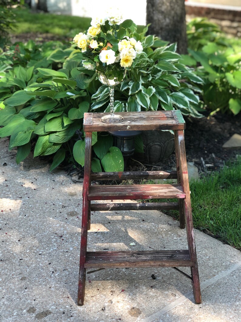 Small Wood Step Ladder Plant Stand Etsy
