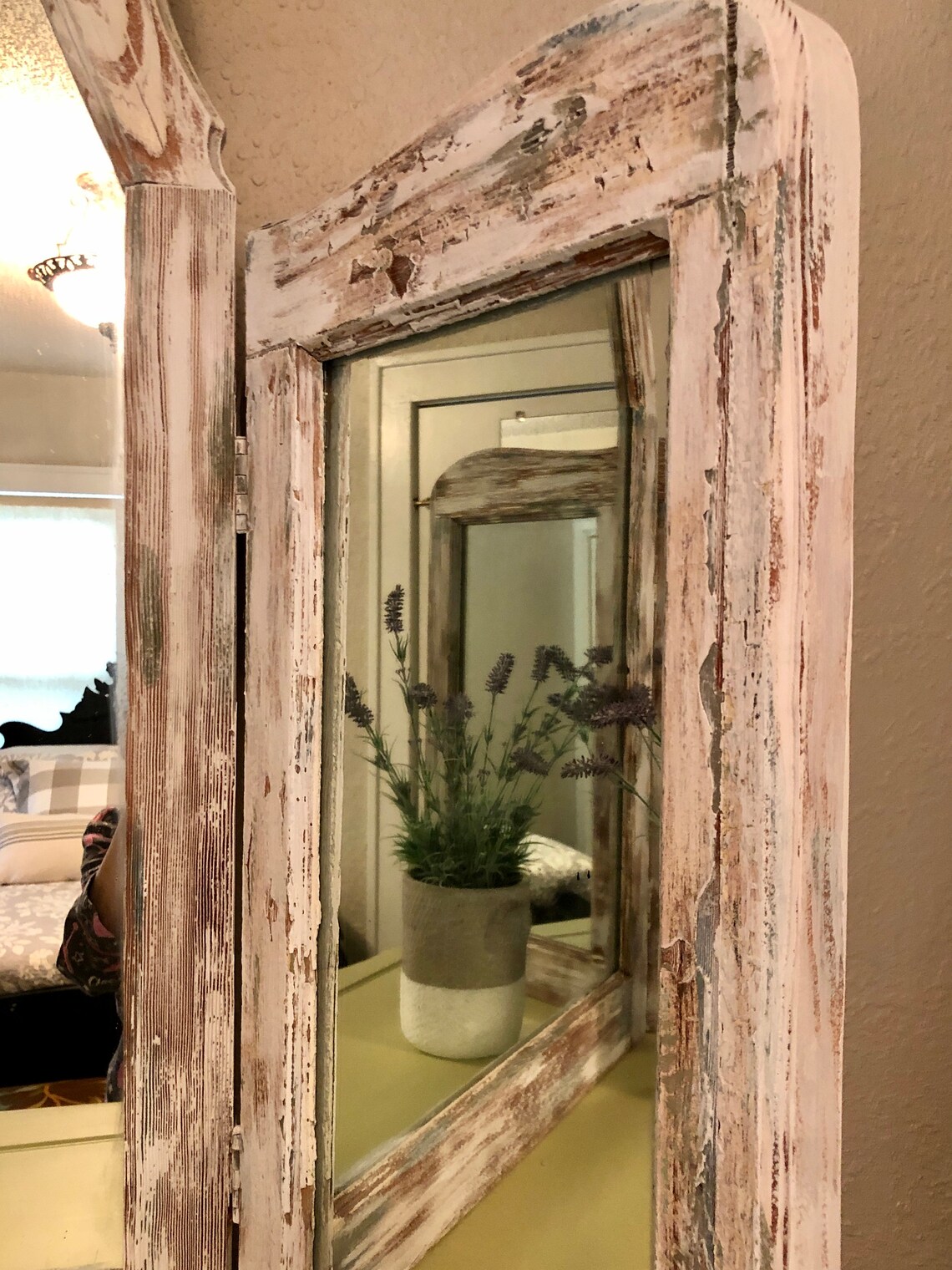 Large Hand Made Wood 3 Part Mirror Table Top Mirror Etsy