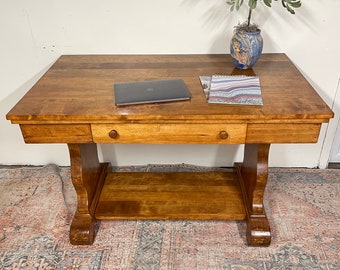 Maple Wood Library Table Desk Vintage Entry Table