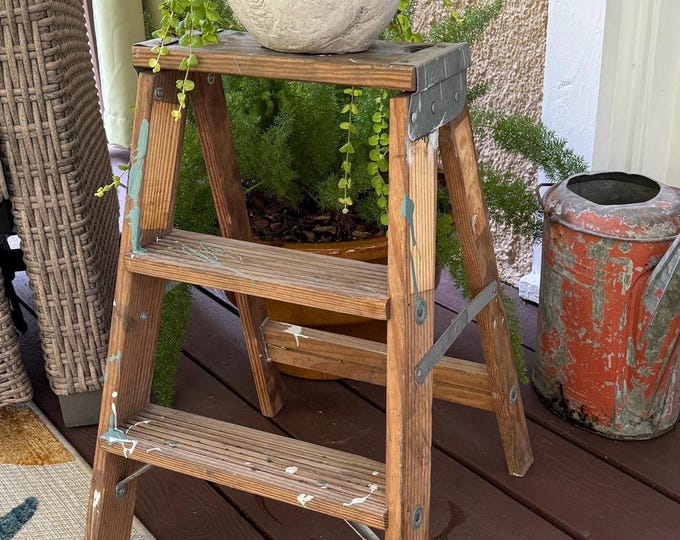 Wood Folding Step Ladder Plant Stand - Etsy