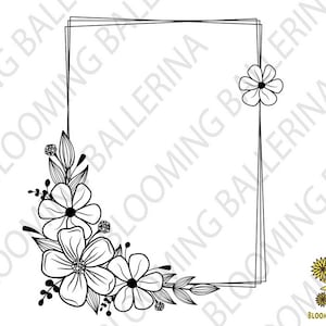 Flower Frame SVG, Wreath SVG file, Flower Wreath svg, Flower Monogram frame, Wedding Clipart, floral Wreath svg, Rectangle Monogram frames