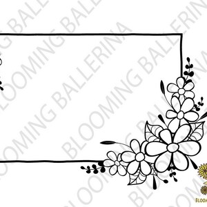 Flower Frame SVG, Wreath SVG file, Flower Wreath svg, Flower Monogram frame, Wedding Clipart, floral Wreath svg, Rectangle Monogram frames