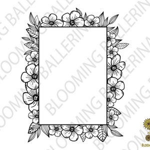 Flower Frame SVG, Wreath SVG file, Flower Wreath svg, Flower Monogram frame, Wedding Clipart, floral Wreath svg, Rectangle Monogram frames