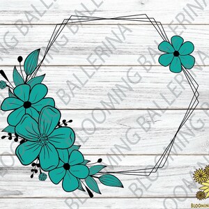 Flower Frame SVG, Wreath SVG file, Flower Wreath svg, Flower Monogram frame, Wedding Clipart, floral Wreath svg, Hexagonal Monogram frames