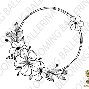 Flower Frame SVG, Wreath SVG file, Flower Wreath svg, Flower Monogram frame, Wedding Clipart, floral Wreath svg, Round Monogram frames