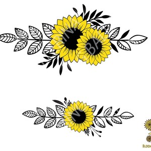 Sunflower svg, Dividers svg, Floral Svg, Botanical Svg, Border Svg,Flower Frame SVG, Floral Cut file, Wedding Clipart, Flower Monogram frame
