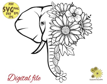 Download Floral Elephant Svg Etsy