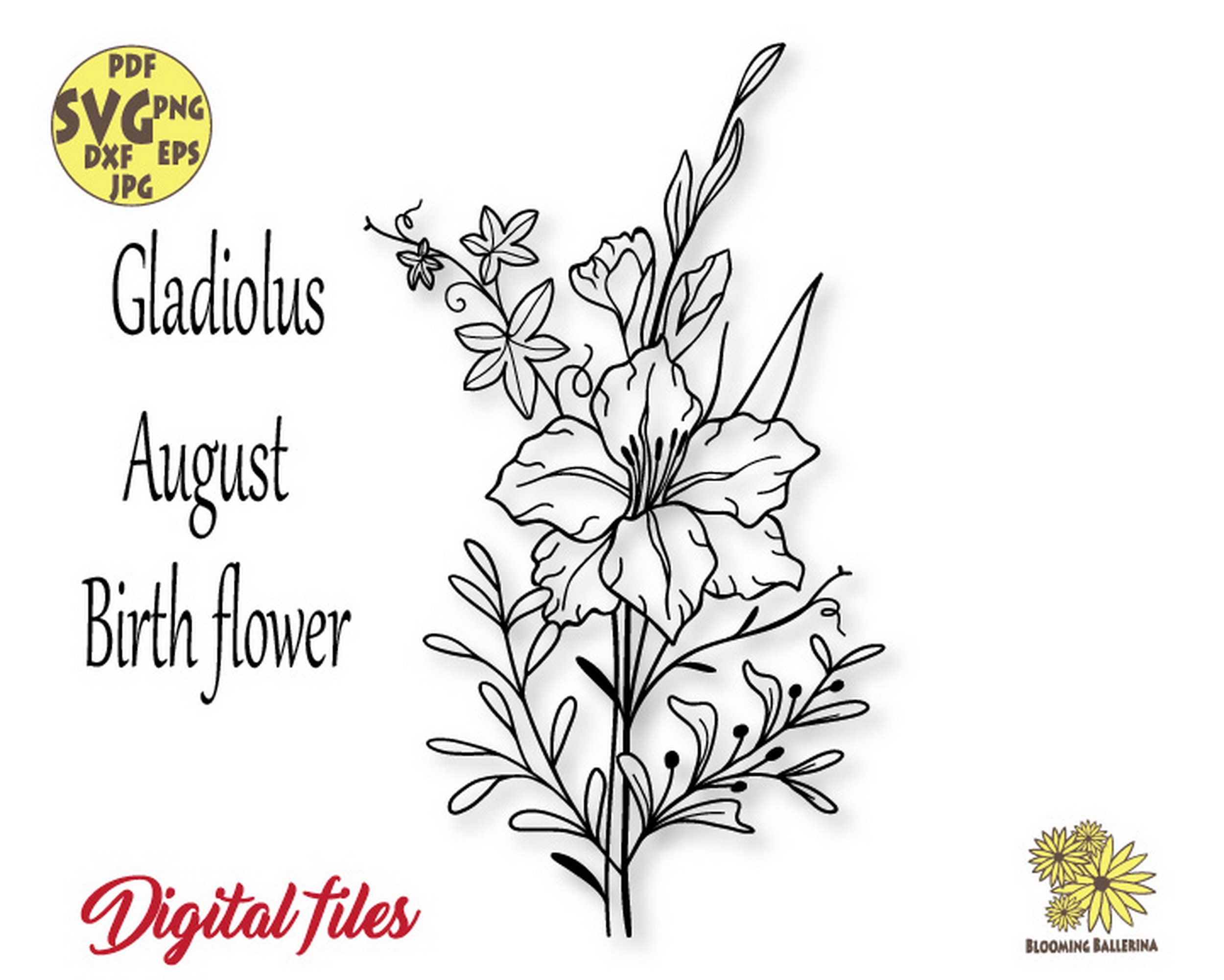 Gladiolus Flower Bouquet Svg File August Birth Flower Svg | Etsy
