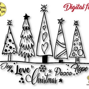 Joy Hope Peace Love Christmas Svg, Christmas tree svg, Joy Svg, Peace Svg, Hope Svg, Christmas Shirt svg,Winter Tree Svg,Christmas words svg