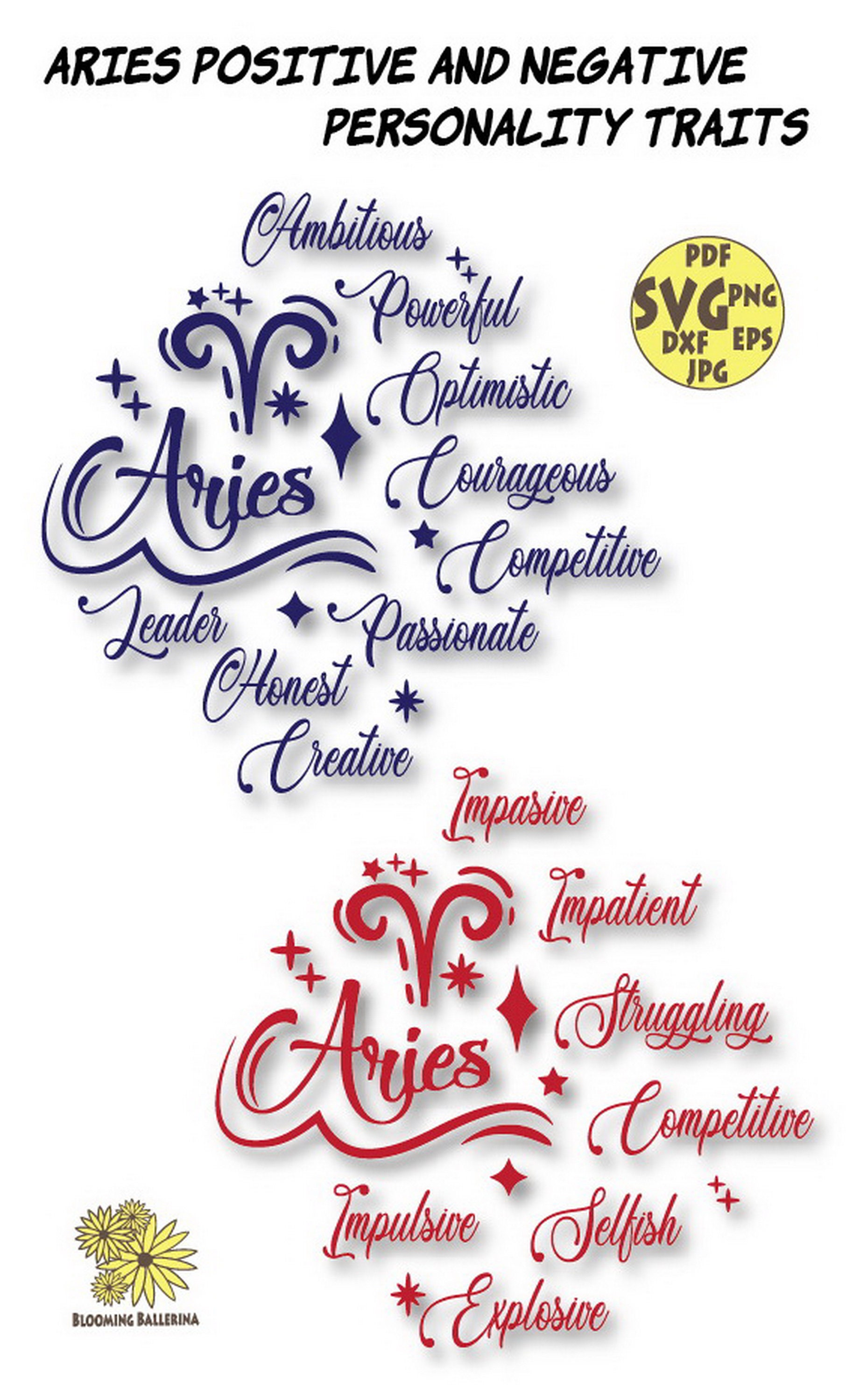 Aries Svg Aries Positive and Negative Personality Traits Svg Etsy