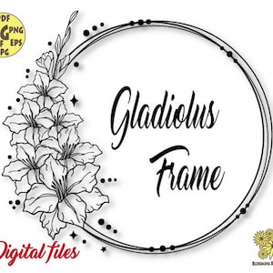 Gladiolen Flower Frames Svg, Gladiolen Ronde Frames Png, Gladiolen Svg, Gladiolen Bruiloft, Augustus Geboorte Bloem, Frame Svg, Leo Zodiac Svg