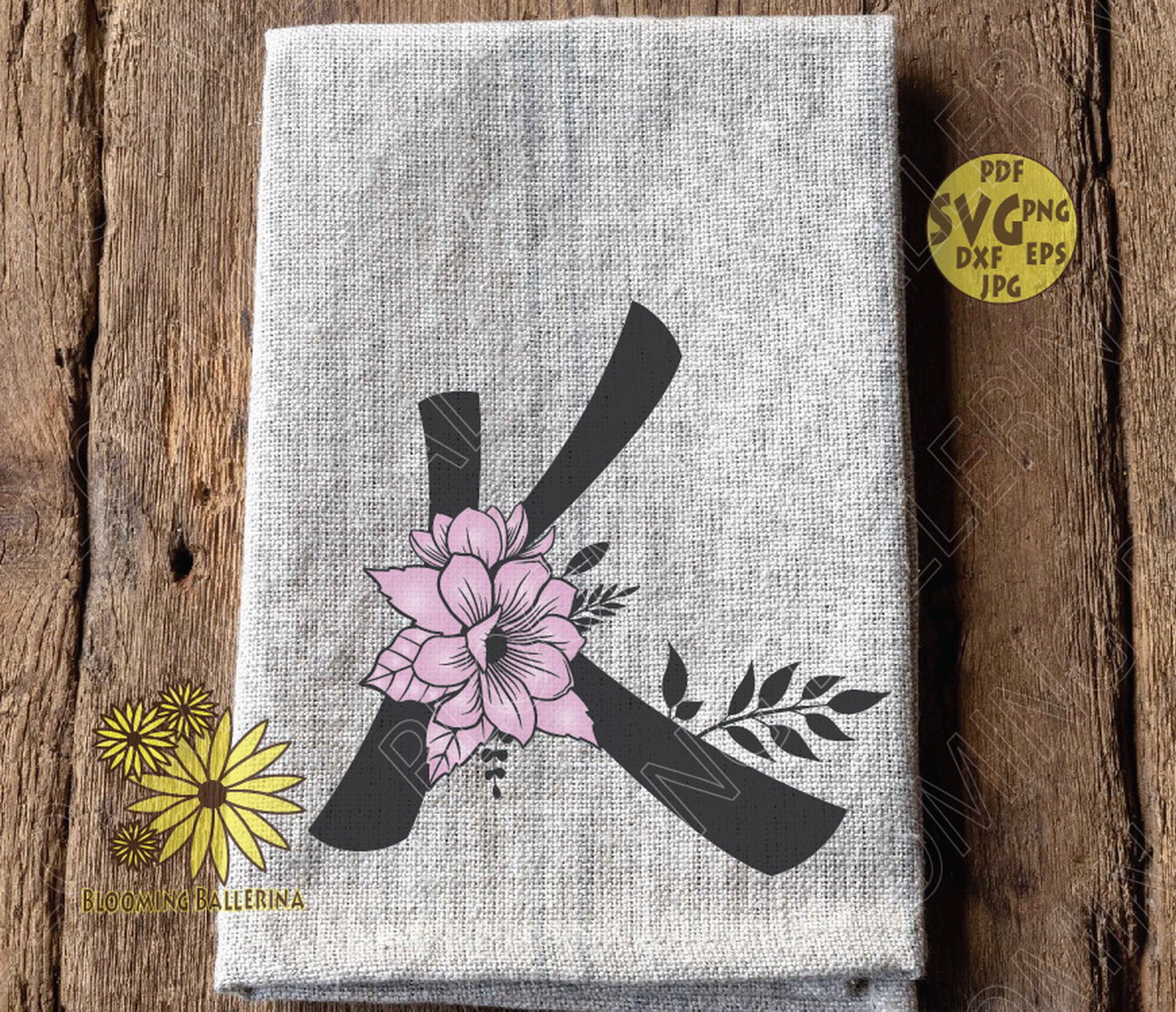 Floral A to Z Alphabet With Magnolias and Leaves Svg File, Flower 0 to ...