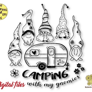 Camping with my Gnomies Svg file, Camper Svg file, Gnomes Svg, Van Svg, Funny Camping Svg, Camping sign svg, Camping svg, Camp life svg