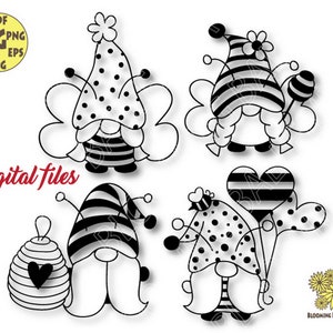 Bee Gnomes Svg file, Spring Gnomes, Spring Svg, Bee Gnomes Png file, Garden Gnomes Clip art, Love bees Svg, Bees Svg, Gnomes Png, Bee Png