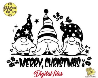 Christmas Gnomes Svg, Merry Christmas Svg, Winter Gnome Clip art, Gnome cut file Svg, Gnome family Svg, Gnome Christmas sign svg, cricut