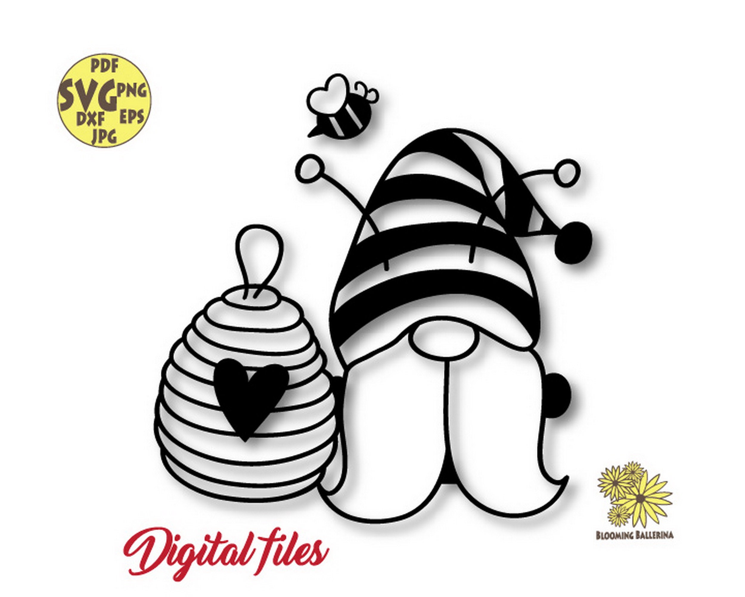 Gnome SVG, Bee Gnome Svg, Bumble Bee SVG Cut Files for Cricut, Honey Comb  svg, Gnome Bee Keeper Svg, Honey svg, Instant Download, Garden Svg