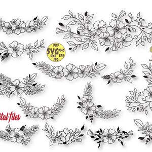 Floral Svg, Floral Bundle Svg, Botanical Svg, Floral Corner Svg, Floral Borders Svg, Floral clipart, Floral wedding svg, Wedding borders Svg
