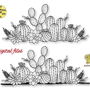 Cactus Scene Svg,  Cactus Border Svg, Desert Cactus Svg,Cactus Flower Svg, Succulent svg, Cactus Png, Succulent Flower Svg, Cactus Svg