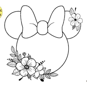 Floral Mouse ears with bow svg, Flower Mouse Svg, Mini mouse Svg, Floral Mouse Head Svg, Flower bouquet Svg, Mouse Girl svg, Ears Svg