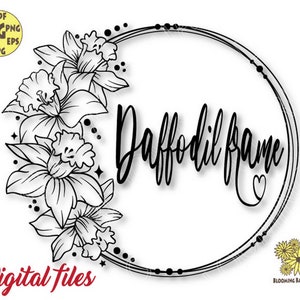 Narcissus Round Frame Svg file, Flower Circle Frame Svg, Flower Monogram, Floral Frame, Daffodil Svg, Narcissus Svg, Spring Svg, Birth Month