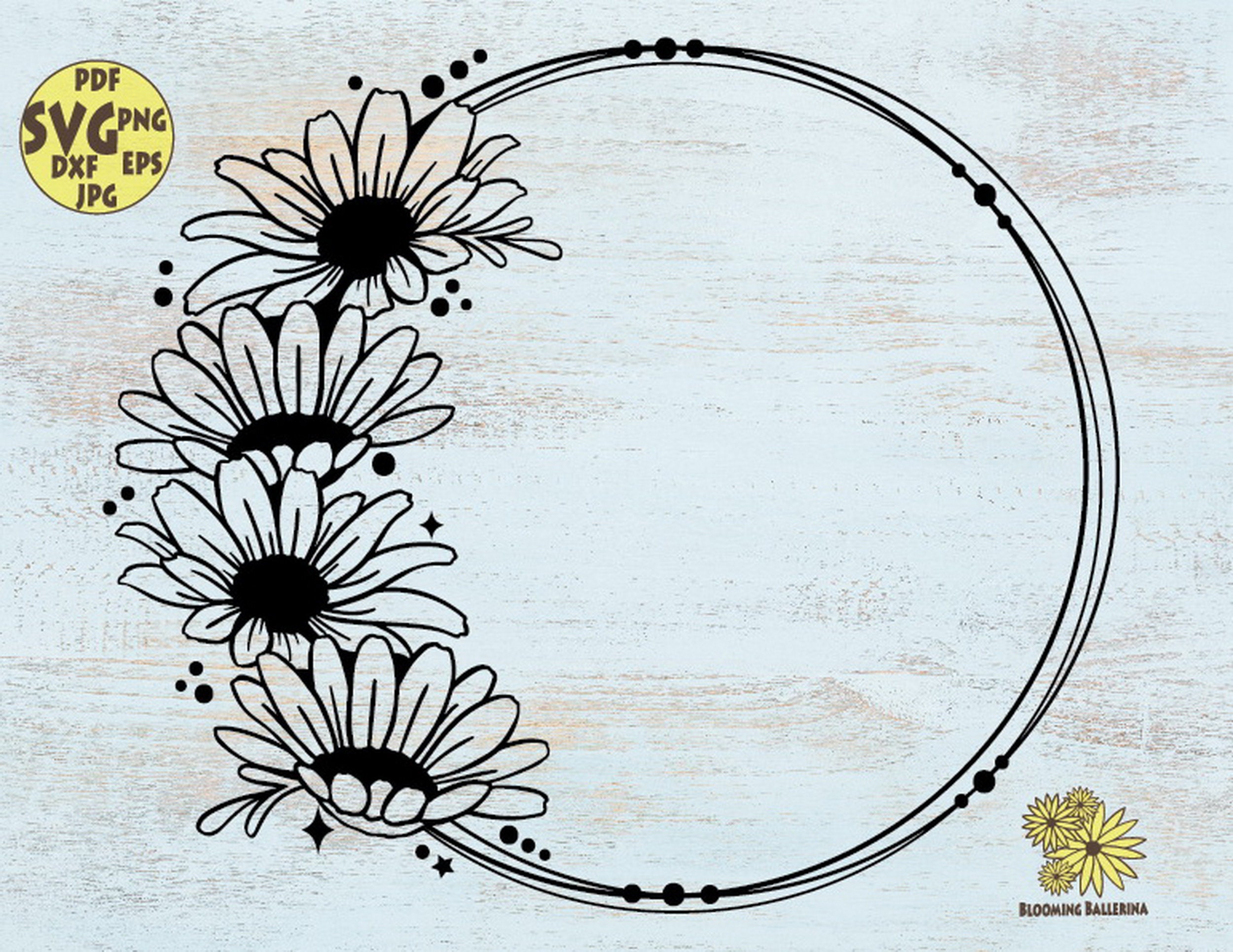Daisy Svg, Round Frame Svg File, April Birth Flower, Flower Circle ...