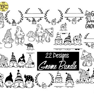 Zwerge-Svg-Dateien, Gnome SVG-Datei Bundle, Floral Gnome geschnitten Datei, Pilz svg, Gnome süße Gnome svg, Gnom Monogramm svg-Datei, Gnome Kranz svg
