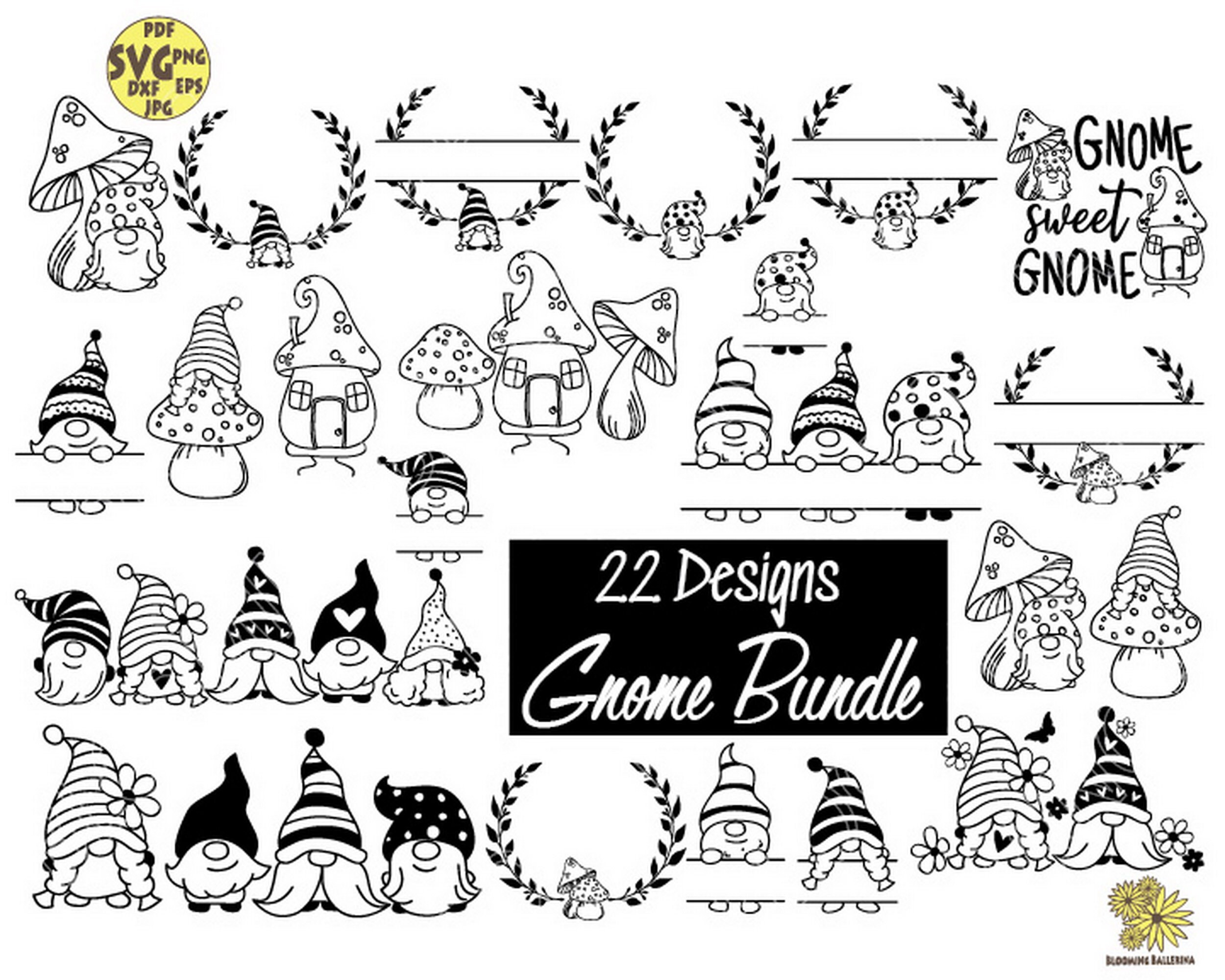 Gnomes Svg Files Gnome SVG File Bundle Floral Gnome Cut | Etsy UK