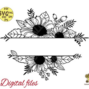 Sonnenblumen Svg, Split Sonnenblume Svg, halbe Sonnenblume Svg, botanische Sonnenblume Png, Sonnenblume Hochzeit, Braut Sonnenblume Svg, Sommer Svg