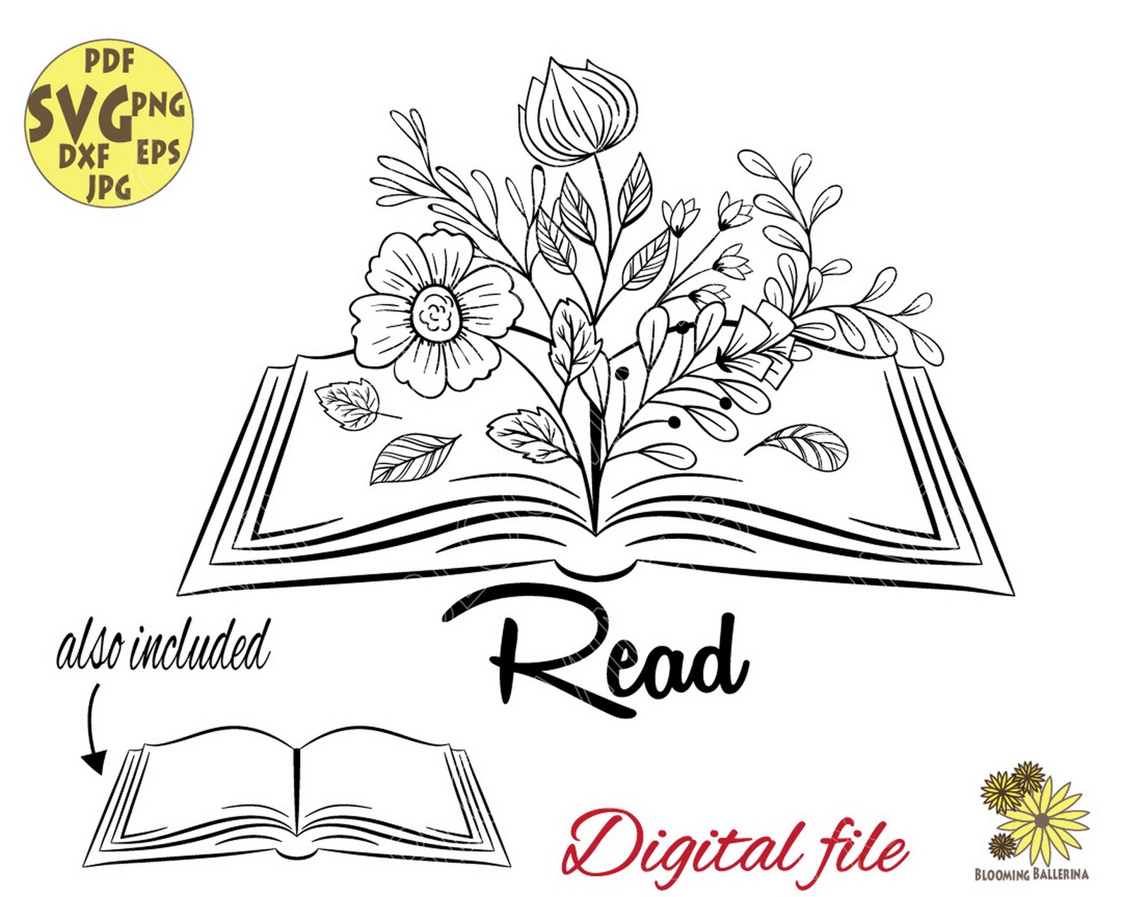 Flower Book With Wildflowers Svg File Floral Open Book Svg Etsy Australia