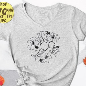 Caffeine Molecule With Lilies Svg, Floral Caffeine Svg, Molecules Svg ...