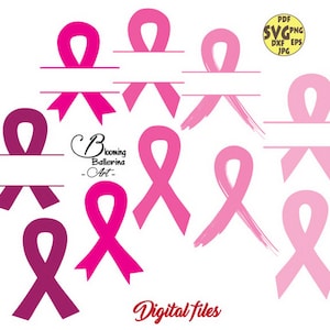 Cancer ribbon svg, Awareness Ribbon Svg, Bundle Pink Cancer Awareness Svg,  Pink Ribbon Svg, Ribbon Monogram svg, Breast cancer svg, Ribbon