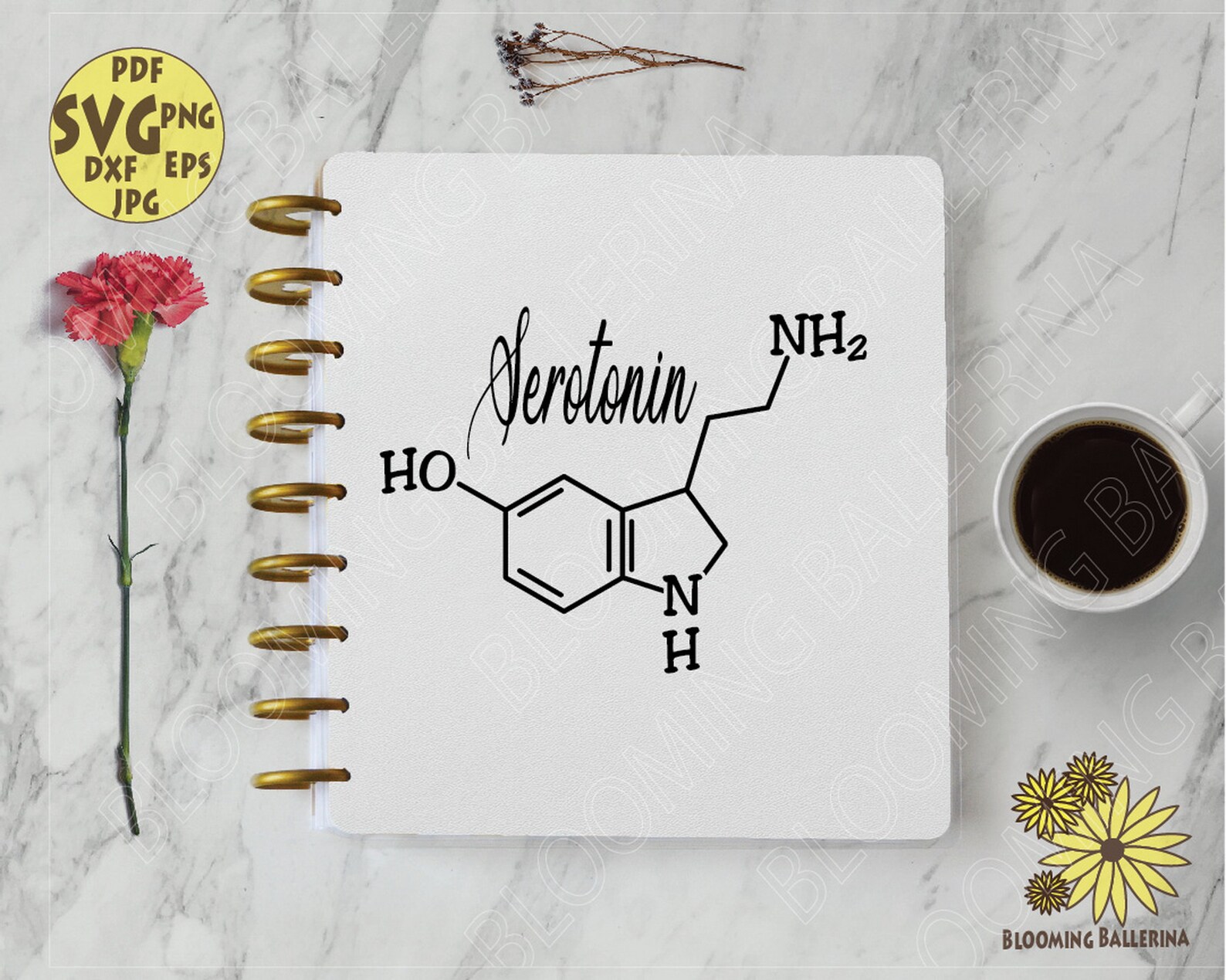 Download Floral Serotonin Svg Serotonin Molekül mit Gänseblümchen ...
