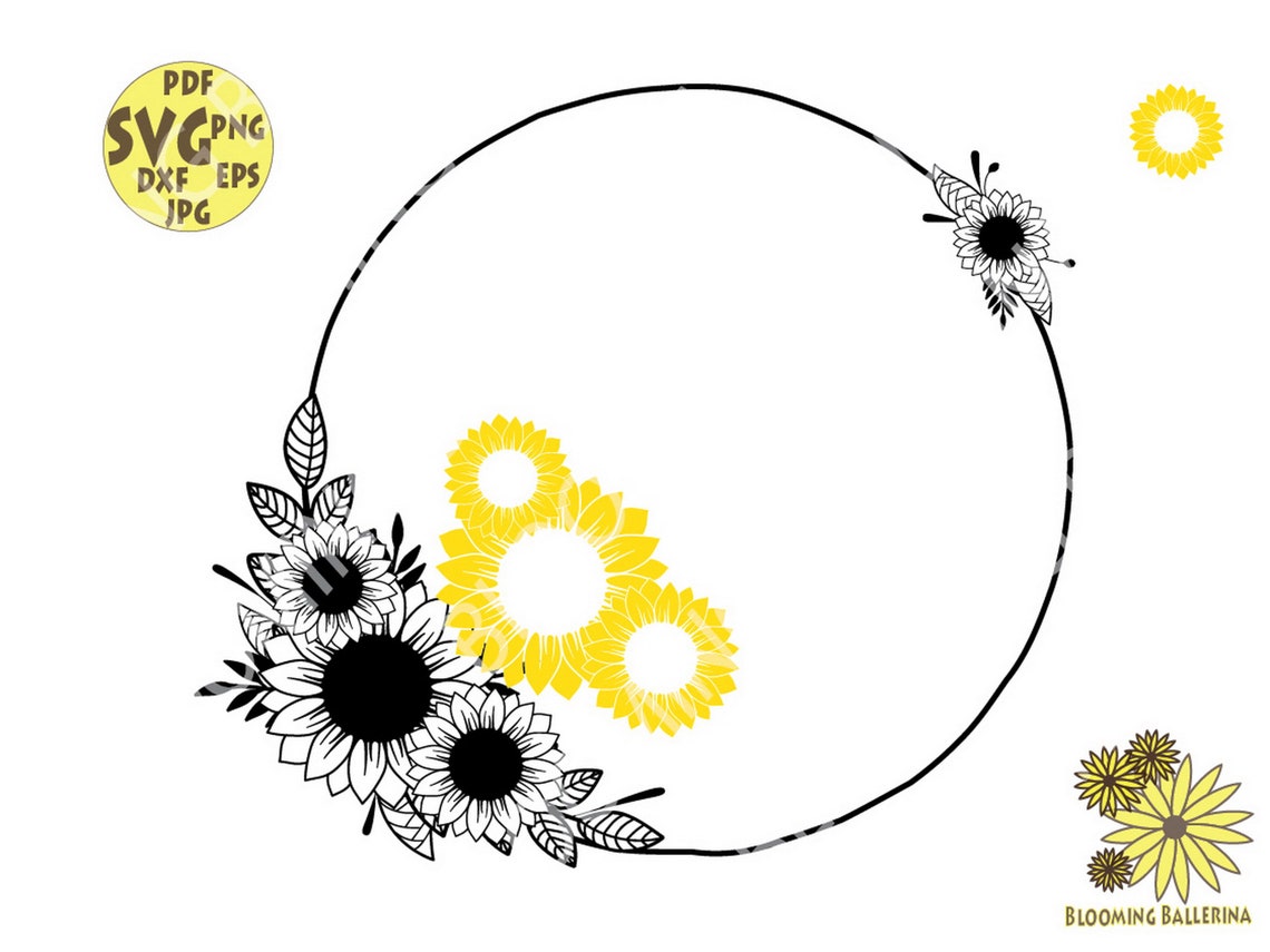 Kreis Rahmen svg Sonnenblumen Download Runder Rahmen Svg Etsy