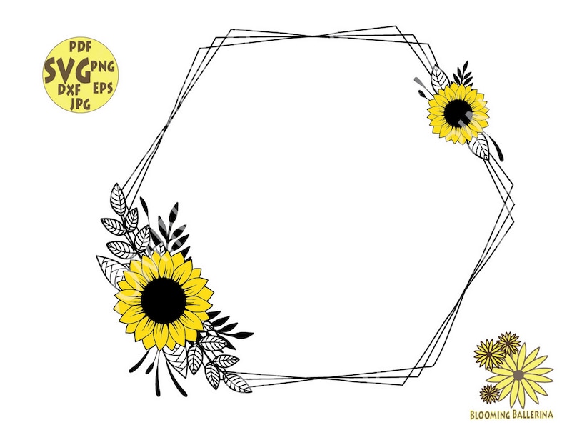 Download Sunflower Frame SVG Wreath SVG file Sunflower Monogram | Etsy