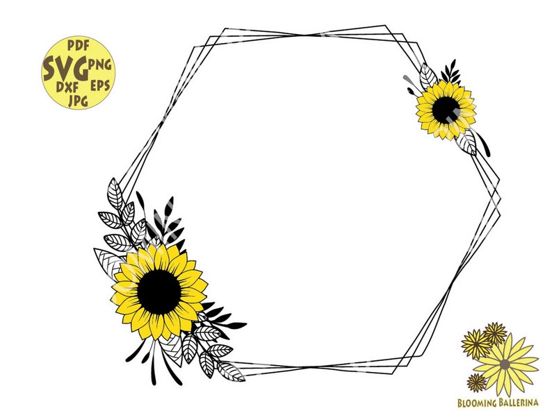 Download Sunflower Frame SVG Wreath SVG file Sunflower Monogram | Etsy