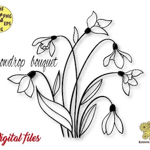 Snowdrop Bouquet Svg file, Snowdrop January Birth Flower Svg, Snowdrop Svg, Snowdrops Svg, Capricorn Flower Birth Svg, Snowdrops Bundle