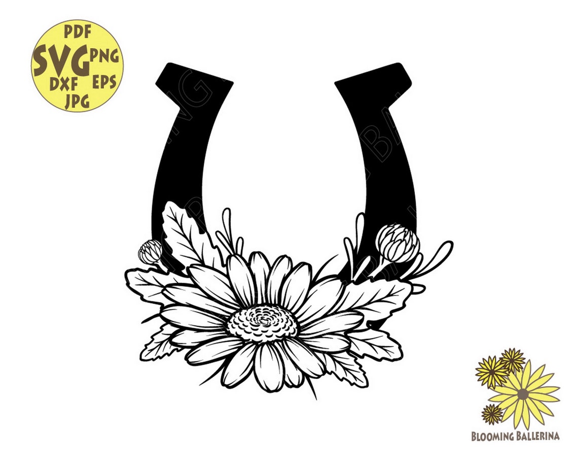 Floral Horseshoe Svg Horseshoe Cut File Daisy Svgfloral - Etsy