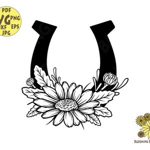 Floral Horseshoe Svg, Horseshoe cut file, Daisy Svg,Floral svg,Botanical Svg, Cricut Farm Animal svg,Country svg, farmhouse svg, cricut file
