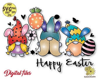 Happy Easter gnomes png file, Easter png, Gnome Svg, Gnomes Png, Gnomes Rabbit Ears Svg, Happy Easter svg, Garden Gnome Svg, Gnone Png