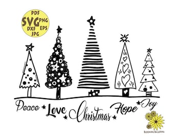 Joy Hope Peace Love Christmas Svg, Christmas Tree SVG, Winter new year svg, Winter Christmas svg, Christmas Trees Svg, Trees vector SVG png