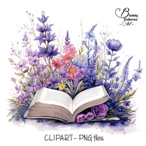 Wildflowers Clipart, Book lover gifts, Book png, Wildflowers png, Book Shirt, Wildflowers digital print, book club gifts, book clipart